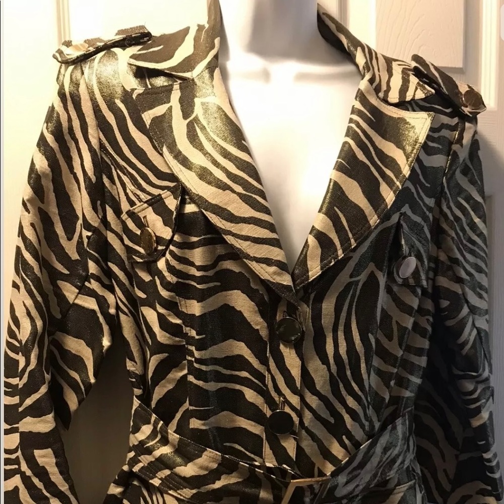 CACHE Animal Print Belted Jacket Linen/Cotton Blend
Size Large